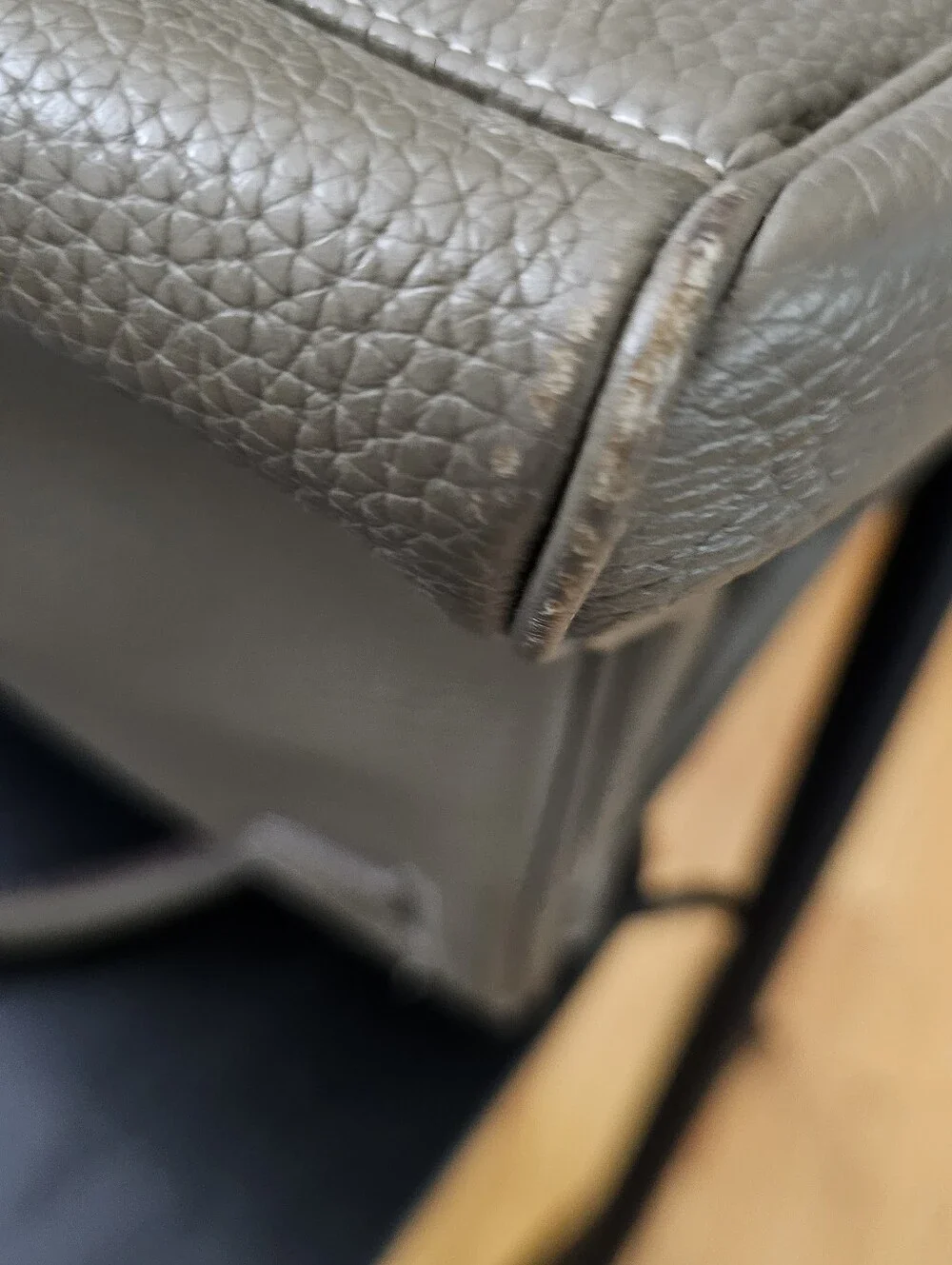 Gray Leather Top-Handle Women's Bag